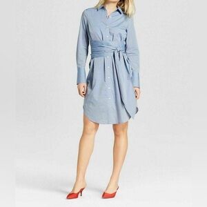 Who What Wear Chambray Wrap Shirt Dress